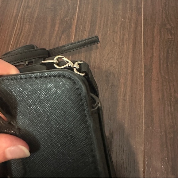 KATE SPADE Saffiano Black Leather Medium Square Tote Bag Purse - Picture 8 of 14